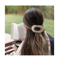 Headbands of Hope Large Oval Claw Clip Set – Golden Matte + Ivory Marble