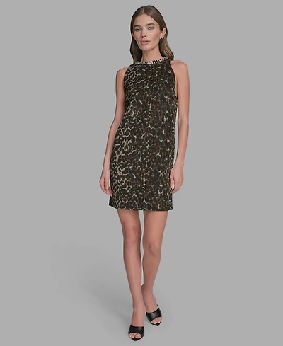 Bcbg Women's Rhinestone Collar Halter Neck Dress