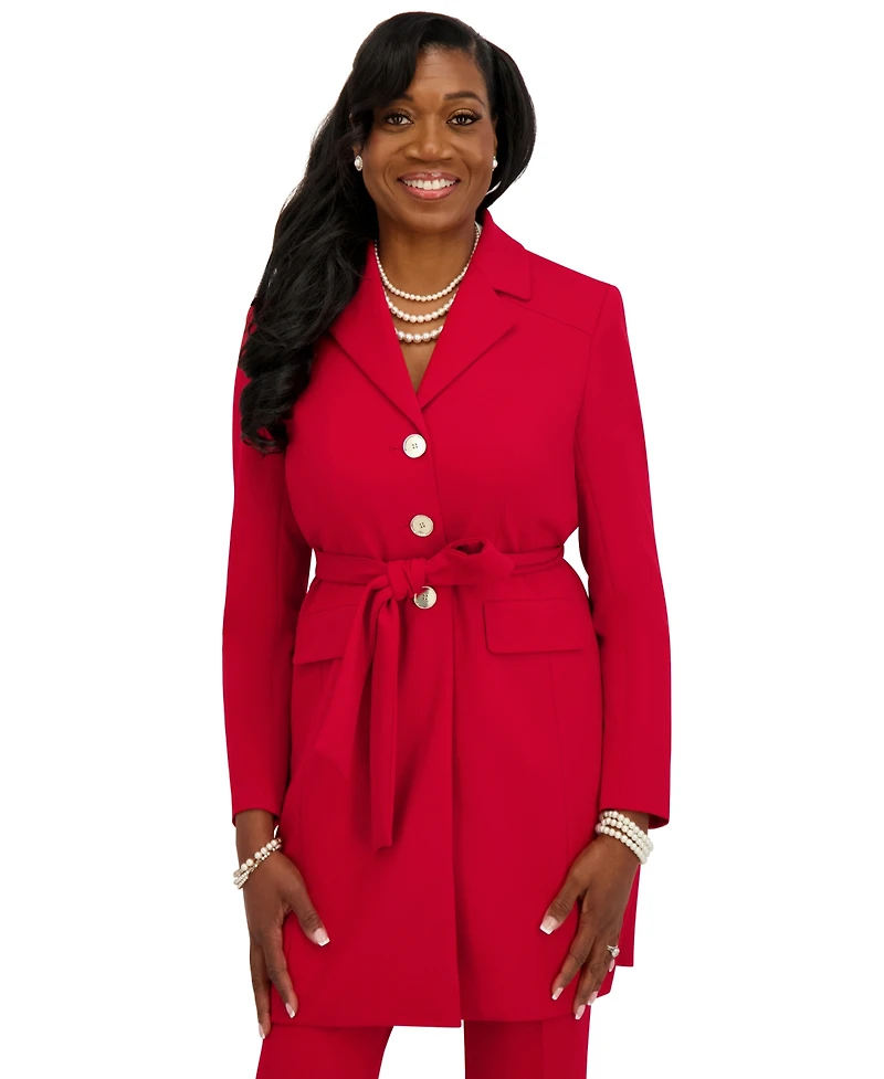 Kasper Women's Three Button Patch Pocket Trench Coat