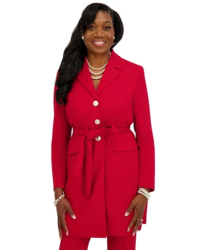 Kasper Women's Three Button Patch Pocket Trench Coat