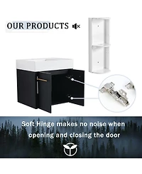 Streamdale Furniture 24" Wall-Mount Vanity, Resin Left Basin, Storage, Kd