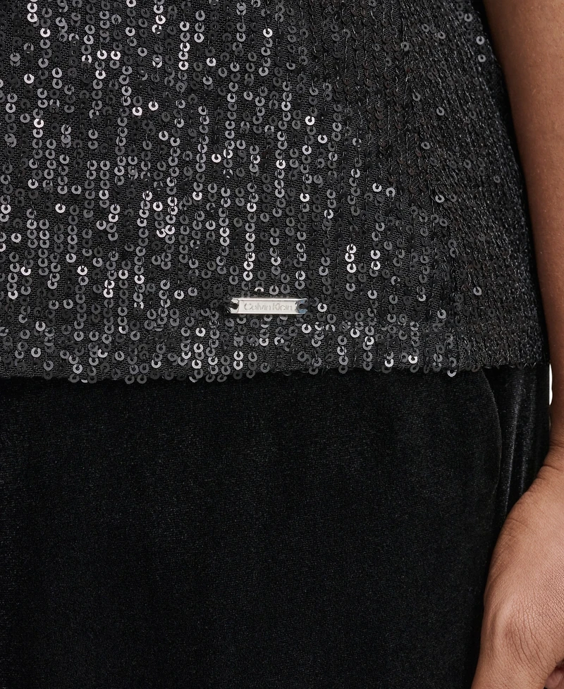 Calvin Klein Plus Sequined V-Neck Top