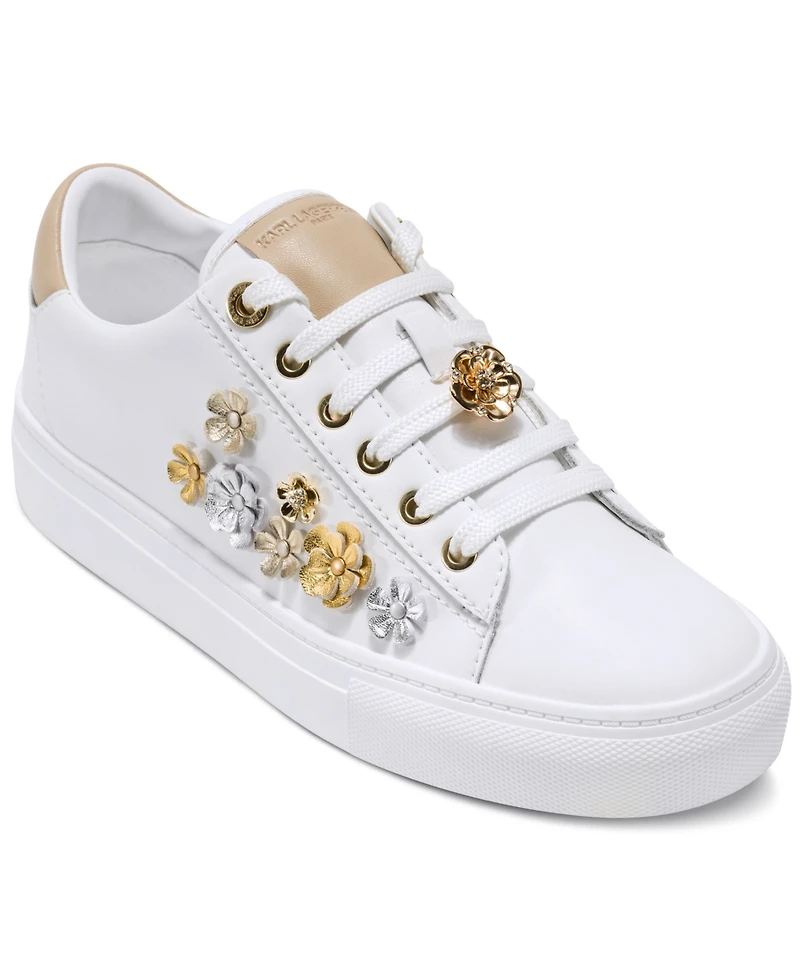 Karl Lagerfeld Paris Women's Cate Fleur Lace-Up Sneakers