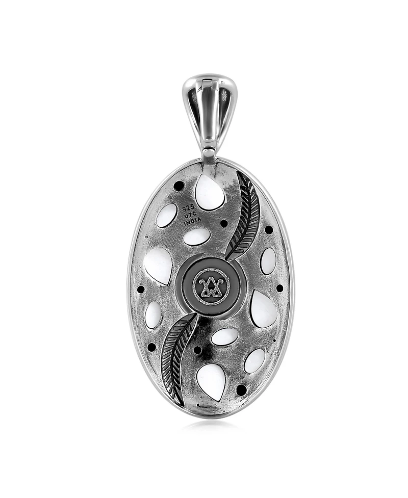 American West Jewelry Sterling Silver White Agate Oval Leaf Pendant Enhancer
