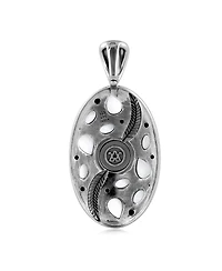 American West Jewelry Sterling Silver White Agate Oval Leaf Pendant Enhancer