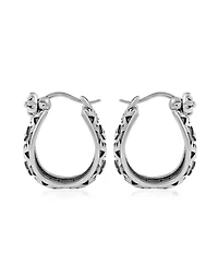 American West Jewelry Sterling Silver Patterned Huggie Hoop Earrings