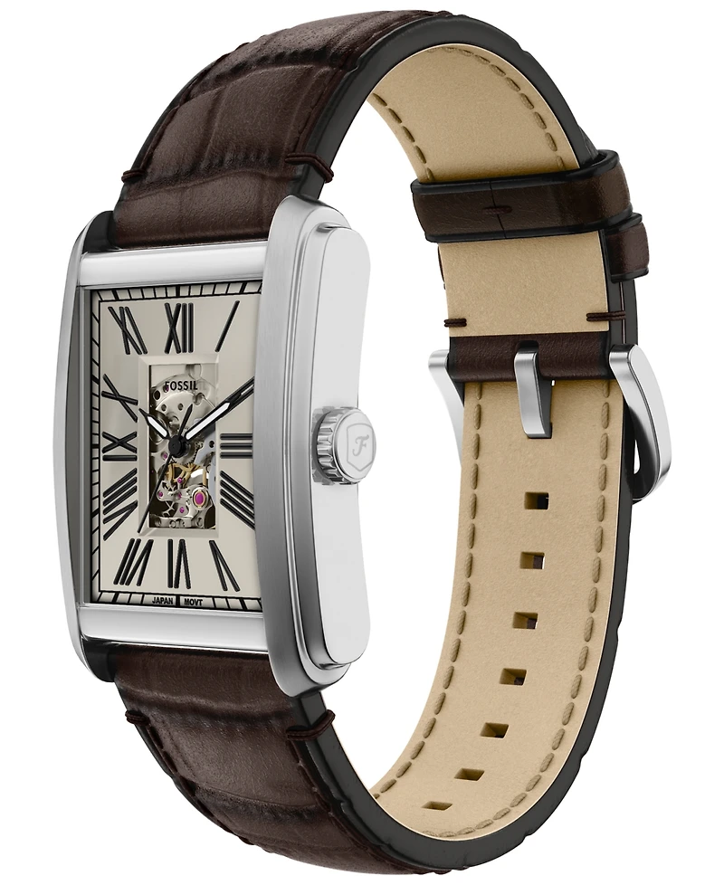Fossil Men's Carraway Automatic Brown Croco Leather Watch