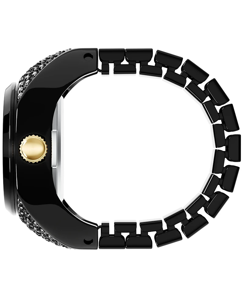 Fossil Women's Watch Ring Two-Hand Pave Black Stainless Steel Watch, 15mm