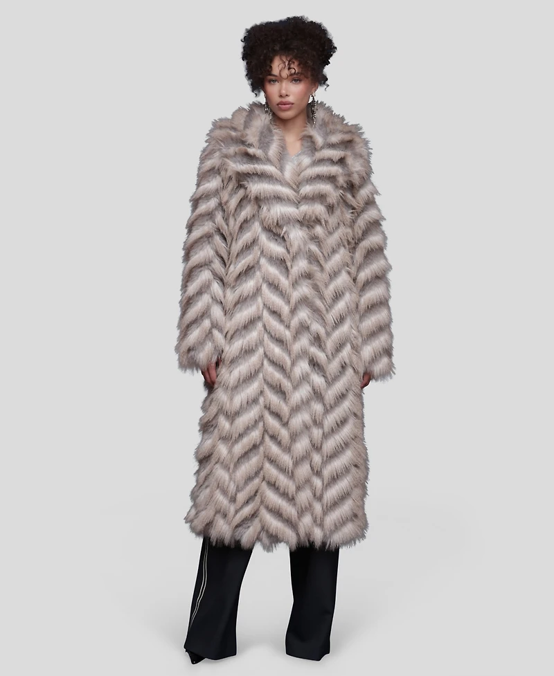 Avec Les Filles Women's Chevron Hook and Eye Coat
