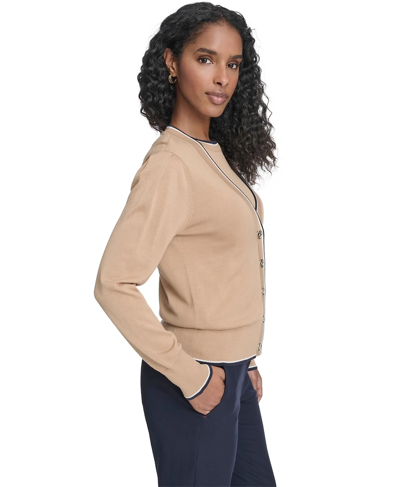 Tommy Hilfiger Women's Tipped V-Neck Cardigan Set