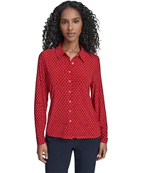 Tommy Hilfiger Women's Long Sleeve Clover Button-Up Top