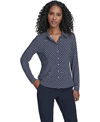 Tommy Hilfiger Women's Long Sleeve Clover Button-Up Top