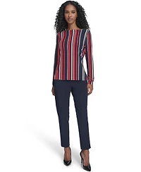 Tommy Hilfiger Women's Striped Long Sleeve Boat Neck Top