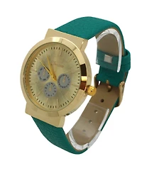 Olivia Pratt Teal Calendar Dial Gold Accented Leather Strap Watch