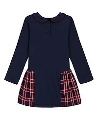 Tommy Hilfiger Girls Toddler 2T-4T Peter Pan Collar Plaid Detail Dress