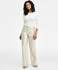 Guess Women's Foil High-Rise Wide-Leg Jeans