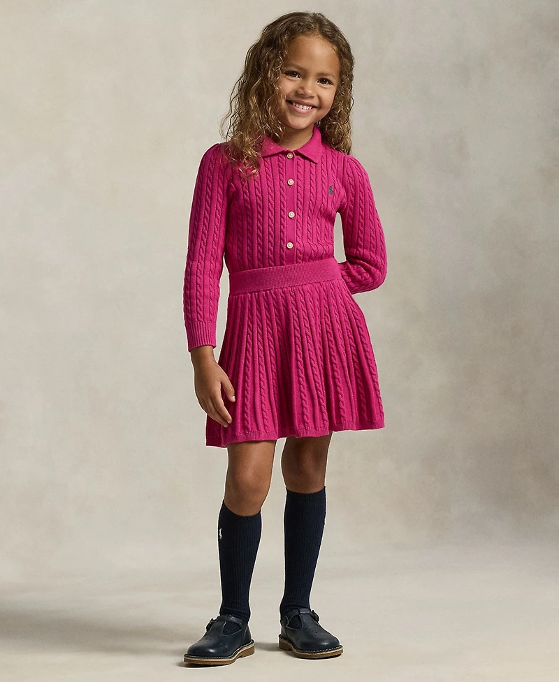 Polo Ralph Lauren Girls 2T-6X 2-Piece Crewneck Cardigan and Skirt Set