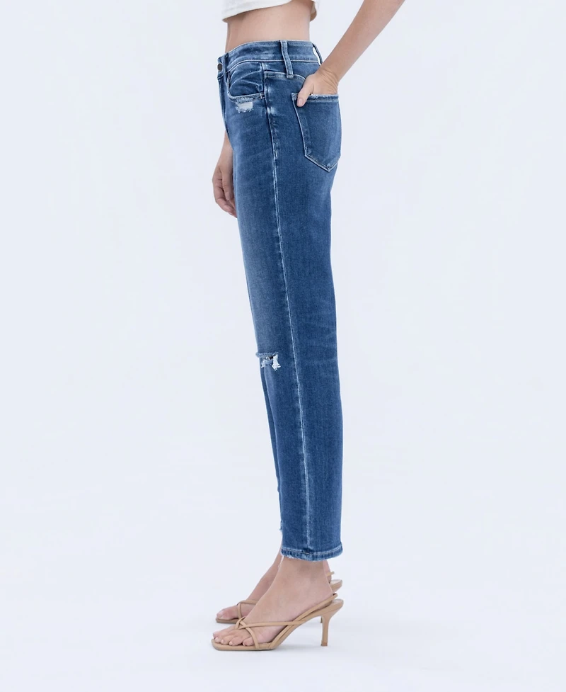 Flying Monkey Women's High Rise Ankle Straight Jeans