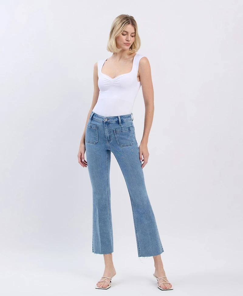 Flying Monkey Women's High Rise Crop Flare Jeans
