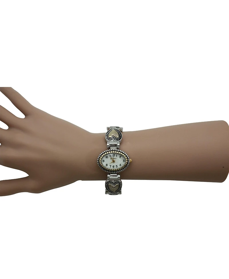 Olivia Pratt Two Tone Heart Details Bangle Women Watch