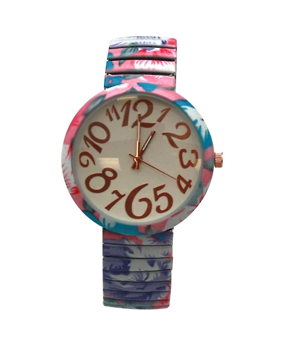 Olivia Pratt Pink Floral Stretch Bold Numbers Women Watch