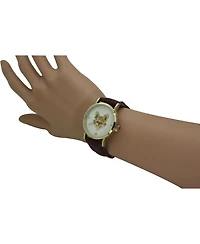 Olivia Pratt Brown Fox Face Leather Strap Watch