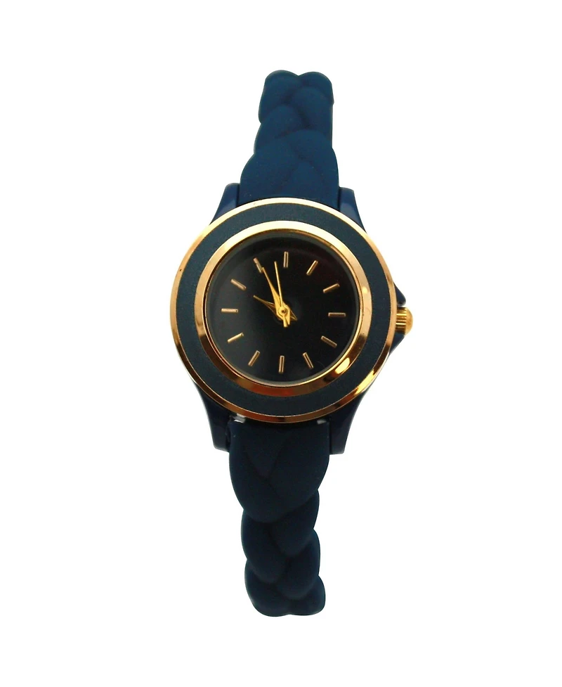 Olivia Pratt Navy Braided Silicone Band Women Watch
