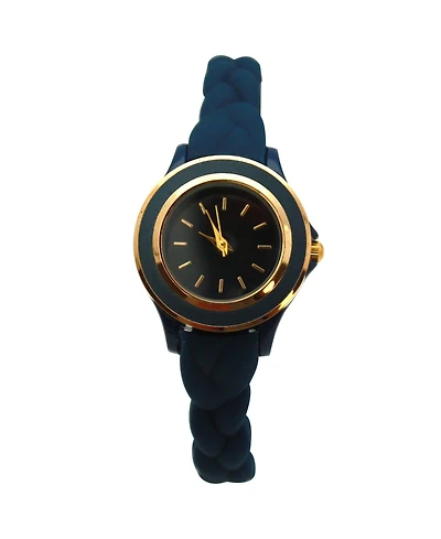 Olivia Pratt Navy Braided Silicone Band Women Watch