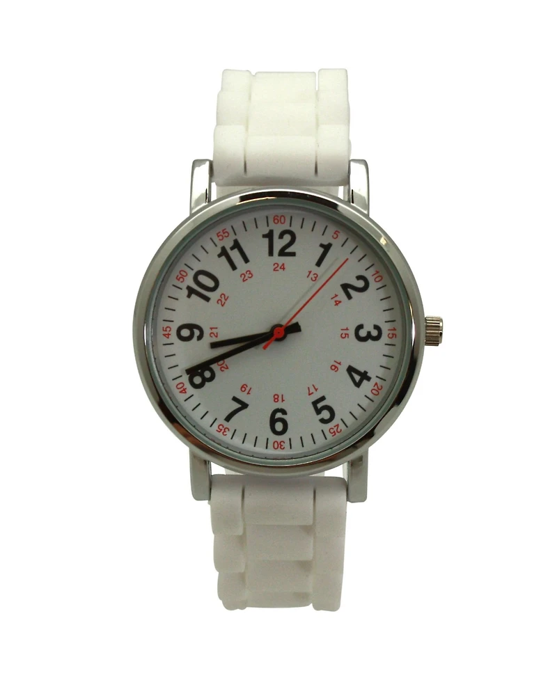Olivia Pratt White Solid Silicone Bold Numbers Women Watch