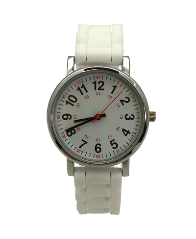 Olivia Pratt White Solid Silicone Bold Numbers Women Watch