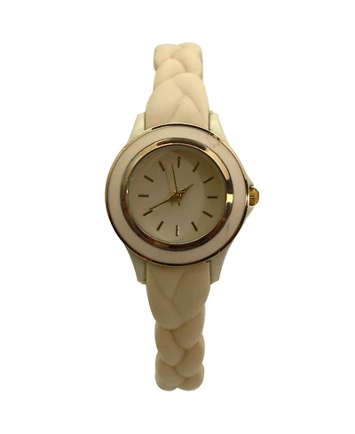Olivia Pratt Beige Braided Silicone Band Women Watch