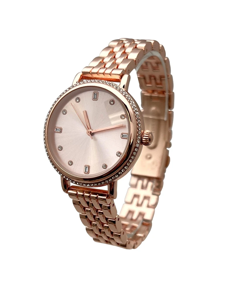 Olivia Pratt Rose Gold Elegant Everyday Rhinestones Bezel Women Watch