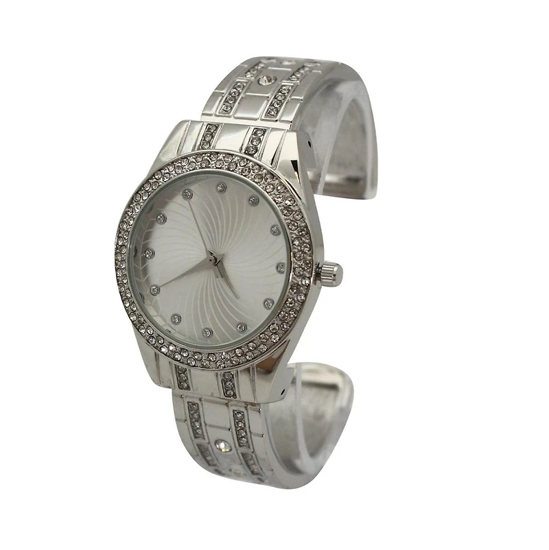 Silver Rhinestone Shiny Bangle Watch