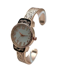 Olivia Pratt Elegant Metallic and Detailed Round Face Bangle Women Watch