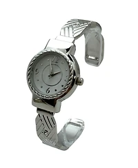 Olivia Pratt Detailed Bright Metallic Elegant Cuff Women Watch, Silver