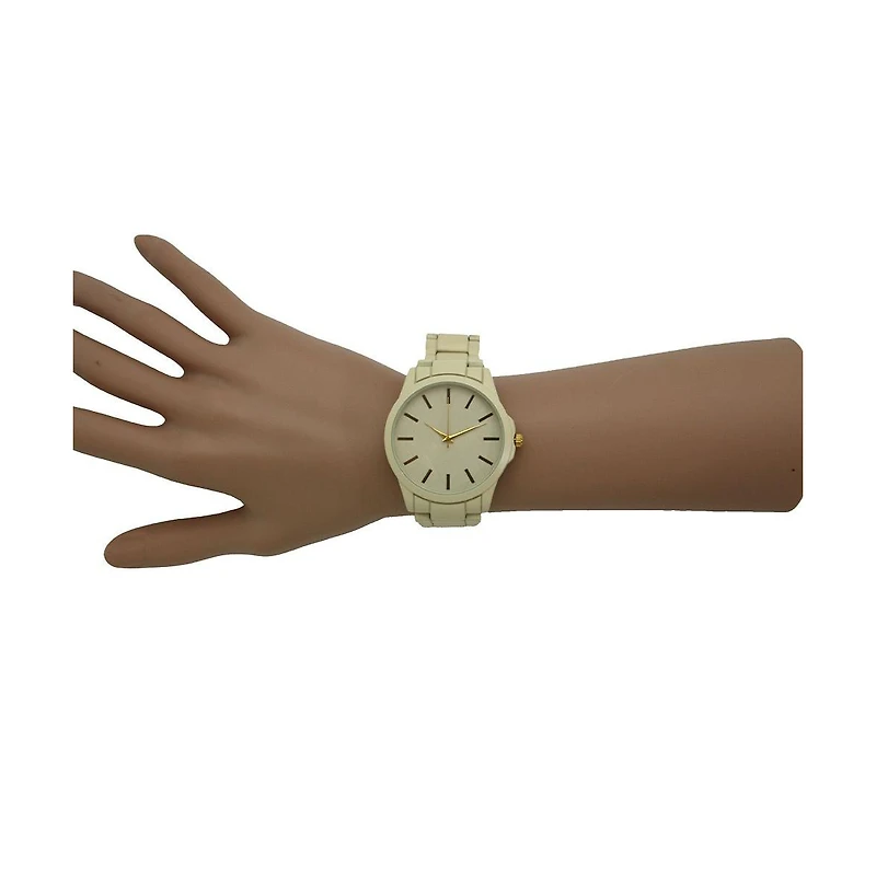 Olivia Pratt Beige Solid Color Large Face Women Watch
