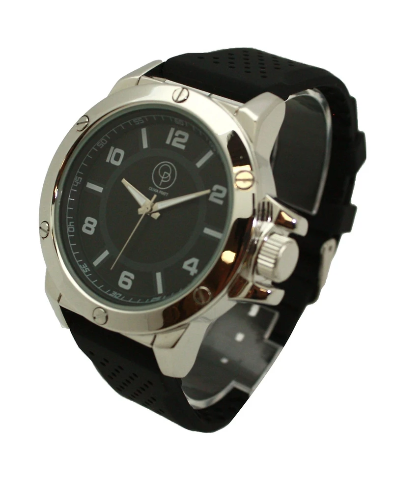 Olivia Pratt Black Silver Three-Hand Silicone Band Men Watch