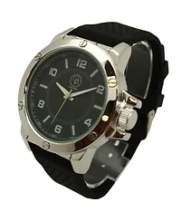Olivia Pratt Black Silver Three-Hand Silicone Band Men Watch