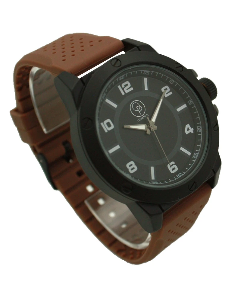 Olivia Pratt Brown Black Three-Hand Silicone Band Men Watch