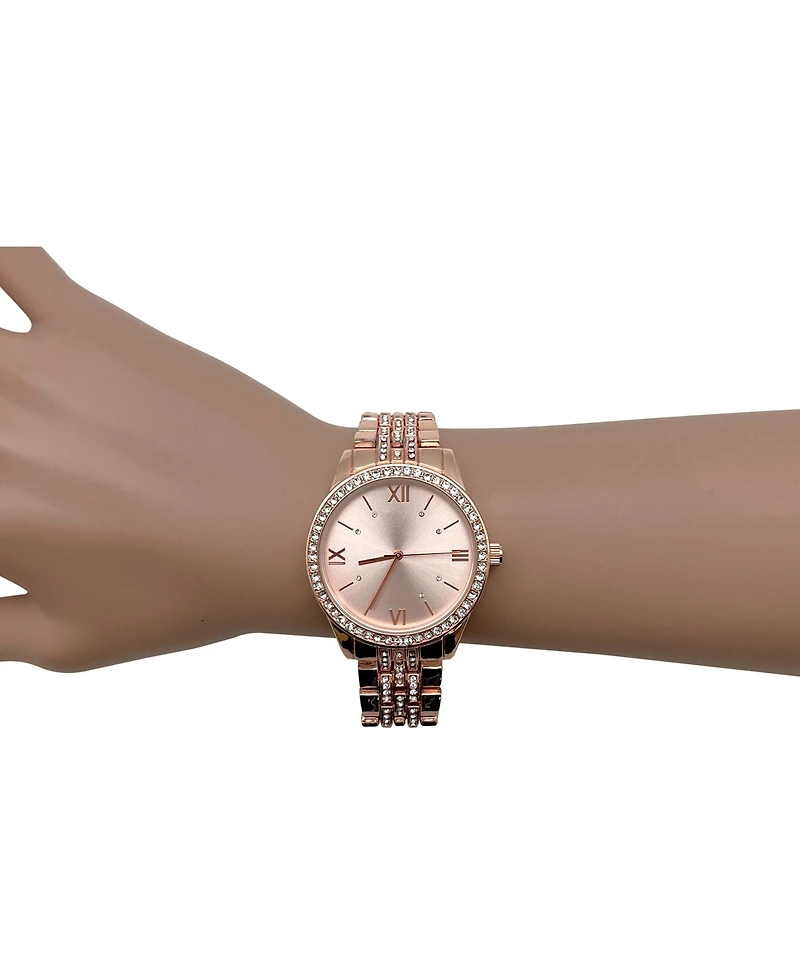 Olivia Pratt Rose Gold Everyday Rhinestiones Elegant Look Women Watch
