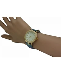 Colorful Flowers and Denim Strap Watch