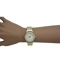 Olivia Pratt Gold Textured And Rhinestone Detal Bangle Watch