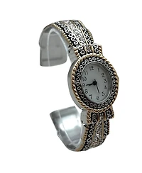 Olivia Pratt Two Tone New Elegant Textured Bangle Women Watch