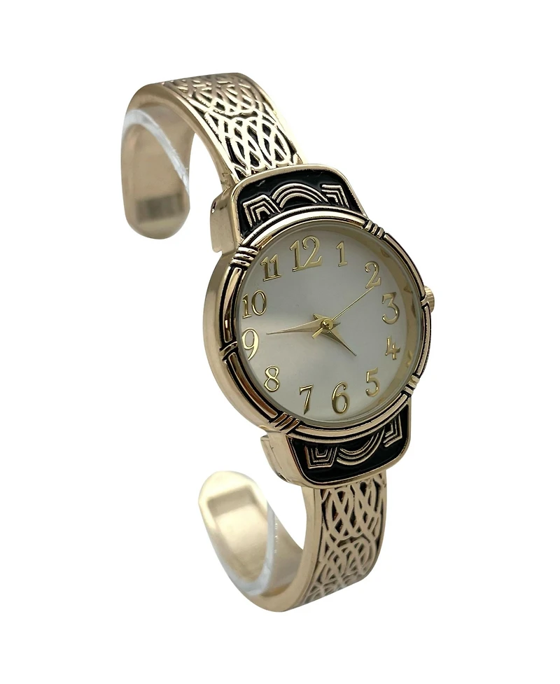 Olivia Pratt Elegant Metallic and Detailed Round Face Bangle Women Watch