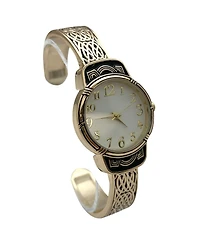 Olivia Pratt Elegant Metallic and Detailed Round Face Bangle Women Watch