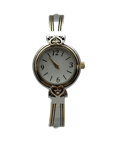 Olivia Pratt Elegant Heart Detailed Cuff Women Watch, Two Tone