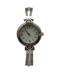 Olivia Pratt Elegant Heart Detailed Cuff Women Watch, Two Tone