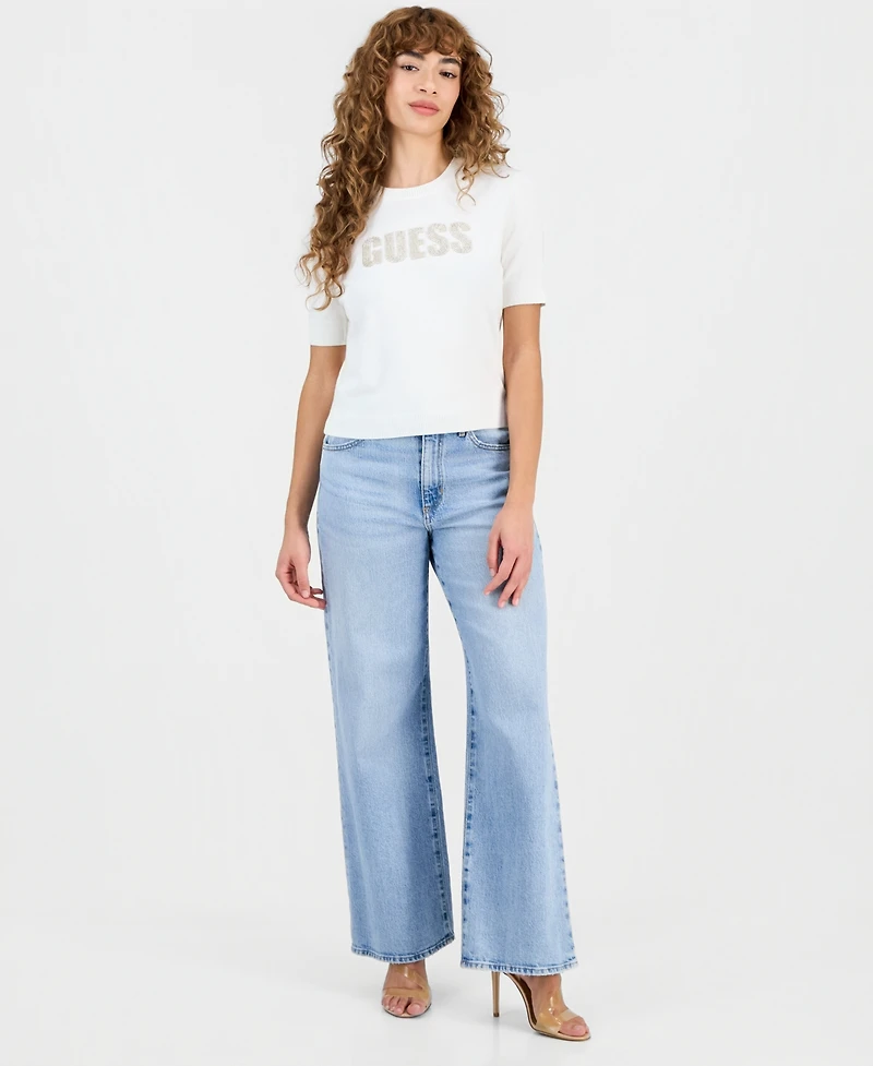 Guess Women's Short-Sleeve Norah Logo Sweater
