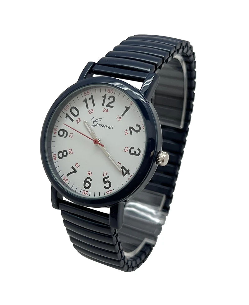 Olivia Pratt Navy Bold Numbers and Casual Stretch Band Women Watch