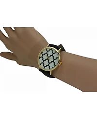 Olivia Pratt Geometric Pattern Leather Strap Watch